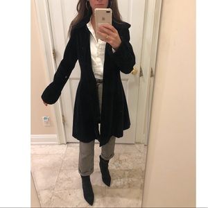 Anthropologie Odille long coat, black velvet coat
